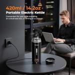 Narcissus P420 Travel Electric Kettles, 400 Watts Portable Electric Kettle Small for Rapid Boiling, 14.2oz / 420ml, One-Touch Button Design with 5 Temp Options, 39.3 Inches Power Cord, Black