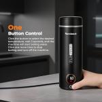 Narcissus P420 Travel Electric Kettles, 400 Watts Portable Electric Kettle Small for Rapid Boiling, 14.2oz / 420ml, One-Touch Button Design with 5 Temp Options, 39.3 Inches Power Cord, Black