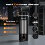 Narcissus P420 Travel Electric Kettles, 400 Watts Portable Electric Kettle Small for Rapid Boiling, 14.2oz / 420ml, One-Touch Button Design with 5 Temp Options, 39.3 Inches Power Cord, Black