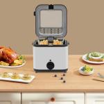 Deep Fryer 2.64qt, Electric Deep Fryer with Basket for Home Use, 1000W Stainless Steel Oil Fryer with Adjustable Temperature, Anti-Scald Handle, Tabletop Countertop Kitchen Appliance