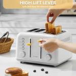 BUYDEEM DT640 4-Slice Toaster, Extra Wide Slots, Stainless Steel with High Lift Lever, Bagel and Muffin Function, Removal Crumb Tray, 7-Shade Settings, Arctic White