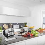 Electric Food Meat Slicer for Home, 7.5" Stainless Steel Blade, Adjustable Slicing Thickness, Cheese Fruit Vegetable Bread Cutter, Spacious Sliding Carriage, Anti-Slip Rubber Feet, Easy Clean