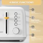 BUYDEEM DT640 4-Slice Toaster, Extra Wide Slots, Stainless Steel with High Lift Lever, Bagel and Muffin Function, Removal Crumb Tray, 7-Shade Settings, Arctic White