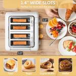 BUYDEEM DT640 4-Slice Toaster, Extra Wide Slots, Stainless Steel with High Lift Lever, Bagel and Muffin Function, Removal Crumb Tray, 7-Shade Settings, Arctic White