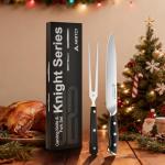 Carving Knife Set - Arrtcy 2 PCS Carving Knife and Fork for Turkey, BBQ - Razor Sharp German Stainless Steel Carving Set with Ergonomic Handle - Full Tang For Meat, Brisket
