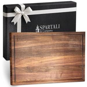 Spartali & Company Premium Reversible Black Walnut Cutting Board with Juice Groove – 18" x 12” Hardwood Butcher Block for Meat, Cheese & Veggies – No Microplastics, BPA-Free, Gift-Ready Box