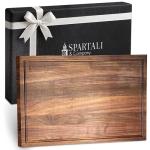 Spartali & Company Premium Reversible Black Walnut Cutting Board with Juice Groove – 18" x 12” Hardwood Butcher Block for Meat, Cheese & Veggies – No Microplastics, BPA-Free, Gift-Ready Box