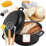 Cast Iron Dutch Oven for Bread Baking, 5 QT Pre-Seasoned Pot with Skillet Lid, Includes Sourdough Bread Baking Supplies, Cast Iron Pot for Frying, Braising, BBQ