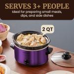 Elite Gourmet MST-275XP Electric Oval Slow Cooker, 2Qt Capacity, Purple
