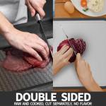 Stainless Steel Cutting Board for Kitchen, 17”x12” Scratch-Resistant Double-Sided chopping board with Knife Sharpener & Juice Grove, Non Toxic, Dishwasher Safe Metal Cutting Board for Meat & Veggies