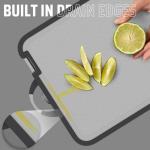 Stainless Steel Cutting Board for Kitchen, 17”x12” Scratch-Resistant Double-Sided chopping board with Knife Sharpener & Juice Grove, Non Toxic, Dishwasher Safe Metal Cutting Board for Meat & Veggies