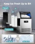 EUHOMY Commercial Ice Maker,105lbs/24H,Stainless Steel Under Counter Ice Machine with Water Filter,33lbs Storage Capacity, 45 Cubes in 8-12 Mins, Freestanding Ice Machine for Home/Bar/Cafe/Restaurant