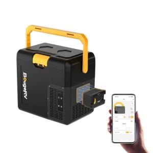 BougeRV CRH 12 Volt Refrigerator, 19QT Car Fridge with 173Wh Detachable Battery, 18L Portable Freezer, -4~68℉, 12/24V DC, 110~240V AC, Ideal for 2 People, Road Trips, Truck, Camping (Battery Included)