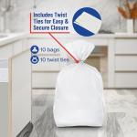 Plastico Compactor Bags for 15” Rectangular Trash Compactors, 10 Bags + 10 Twist Ties, Heavy Duty 3 Mil Thick Plastic, 18 Gallon, Pre-Punched Holes for Easy Attachment, Strong & Flexible Crushing