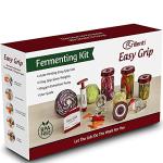 Mason Jar Fermentation Kit - Food Grade Fermenting Lids for Wide Mouth Mason Jars, includes Easy Grip Fermenter Lids 4-Pack, Weights and Pump - a Great Starter Sauerkraut Fermenting Kit, Brillenti