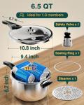 WantJoin Pressure Cooker Stainless Steel 6.5 Qt, Commercial Stove Top Pressure Cooker Pot Used for Pressure Foodie or Steaming, Compatible with Gas & Induction Cooker