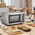 VEVOR Commercial Microwave Oven, 0.9 Cu Ft, 1000W Digital Stainless Steel Countertop Microwave Oven with Touchscreen, 10 Cooking Presets, 5 Power Levels, Multi-Lock Door & Easy Clean for Restaurants