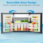 Electactic 1.6 Cu.ft Mini Fridge with Freezer, Compact Single Reversible Door Refrigerator, Adjustable Thermostat, Ultra Quiet, Energy Efficient for Office, Dorm, Bedroom, Apartment -Black