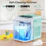 DUMOS Ice Makers Countertop with Handle Ice Machine, Fast in 6 Mins, 26lbs in 24 Hours, Quiet Self-Cleaning, Compact Size Portable for Home, Kitchen, RV, Camping,Modern Green