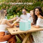 DUMOS Ice Makers Countertop with Handle Ice Machine, Fast in 6 Mins, 26lbs in 24 Hours, Quiet Self-Cleaning, Compact Size Portable for Home, Kitchen, RV, Camping,Modern Green