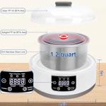 Automatic Yogurt Maker with Adjust Temp(32°C-45°C/90°F-113°F)&Time(1-42h) BPA-free PP Lid,Celsius Increment,Hour Countdown,LED Display,304 Stainless Steel Inner Bowl (1.2 Quart)