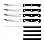 faderic Serrated Steak Knives Set of 8, Black Full-Tang Triple Rivet Steak Knife Set, Stainless steel Sharp Blade,4.5 Inches Dishwasher Safe
