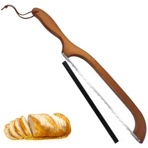 Woodever Sourdough Bread Knife for Both Right and Left Handed Use, 16" Bread Slicer for Homemade Bread, Premium Stainless Steel Serrated Saw Bread Cutter for Bagels, Baguettes (BROWN)
