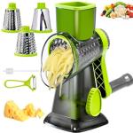 Eleko Meyar Cheese Grater with Handle, Multifunctional Manual Rotary Cheese Grater - Cheese Shredder Easily Chop Carrots, Potatoes, Vegetables and Fruits and Easy to Clean(Grey green)