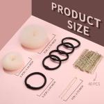 FANDAMEI Hair Donuts Bun Maker Set - 4 Small & 4 Extra Small Ballet, with Elastic Ties, Hair Pins (Gold)