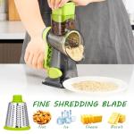 Eleko Meyar Cheese Grater with Handle, Multifunctional Manual Rotary Cheese Grater - Cheese Shredder Easily Chop Carrots, Potatoes, Vegetables and Fruits and Easy to Clean(Grey green)