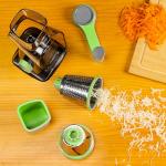Eleko Meyar Cheese Grater with Handle, Multifunctional Manual Rotary Cheese Grater - Cheese Shredder Easily Chop Carrots, Potatoes, Vegetables and Fruits and Easy to Clean(Grey green)