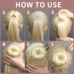 FANDAMEI Hair Donuts Bun Maker Set - 4 Small & 4 Extra Small Ballet, with Elastic Ties, Hair Pins (Gold)