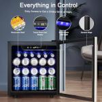 Antarctic Star 48 Can Beverage Refrigerator,12 Bottle Wine Cooler with Stainless Steel Glass Door, Digital Temperature Display,Electronic Temperature Control, Silver