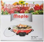 Maple Enjoy Suki Electric Hot Pot Shabu with Korean BBQ Grill - 2 in 1 - Separate Temperature Control - Enjoy Thai Korean Chinese Vietnamese Hot Pot and non stick grill