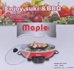 Maple Enjoy Suki Electric Hot Pot Shabu with Korean BBQ Grill - 2 in 1 - Separate Temperature Control - Enjoy Thai Korean Chinese Vietnamese Hot Pot and non stick grill