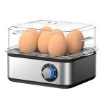 TIUIT Adjustable Timer Electric Egg Cooker for Hard Boiled Eggs 8 Eggs Capacity Egg Boiler Machine Rapid Egg Steamer Stainless Steel Egg Maker Egg Poacher with Auto Shut-Off