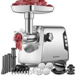AAOBOSI #12 Meat Grinder, [3000W] 3 Speed Meat Grinder Heavy Duty: Built-in Storage Box, 2 Blades,4 Plates,3 Sausage Stuffers,Kibbe Kit,Meat Claw & Burger Press, for Home & Kitchen Use
