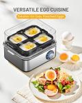 TIUIT Adjustable Timer Electric Egg Cooker for Hard Boiled Eggs 8 Eggs Capacity Egg Boiler Machine Rapid Egg Steamer Stainless Steel Egg Maker Egg Poacher with Auto Shut-Off