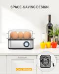 TIUIT Adjustable Timer Electric Egg Cooker for Hard Boiled Eggs 8 Eggs Capacity Egg Boiler Machine Rapid Egg Steamer Stainless Steel Egg Maker Egg Poacher with Auto Shut-Off