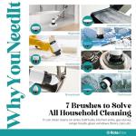 RotaShine Electric Spin Scrubber - Electric Scrubber for Cleaning with 7 Replaceable Heads - Full-Body Waterproof Tub Scrubber with Long Handle - Electric Brush Cleaner for Bathroom