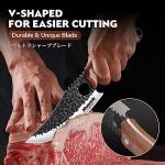 Huusk Viking Knife with Sheath - Hand Forged Butcher Knife for Meat Cutting - High Carbon Steel Meat Kitchen Knives- Multipurpose Japanese Chef Knives for Camping, Outdoor, BBQ