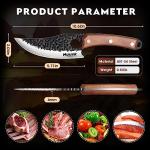 Huusk Viking Knife with Sheath - Hand Forged Butcher Knife for Meat Cutting - High Carbon Steel Meat Kitchen Knives- Multipurpose Japanese Chef Knives for Camping, Outdoor, BBQ
