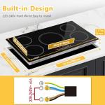 Cusinesync 36 Inch Induction Cooktop, 5 Burner Electric Cooktop with 9 Power Levels, Touch Control, Timer, Child Lock and Residual Heat Warning, 10800W, 220-240V for Hard Wire