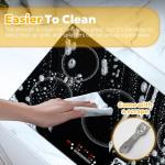 Cusinesync 36 Inch Induction Cooktop, 5 Burner Electric Cooktop with 9 Power Levels, Touch Control, Timer, Child Lock and Residual Heat Warning, 10800W, 220-240V for Hard Wire