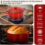 5.5 QT Enameled Cast Iron Dutch Oven – Heavy-Duty Red Pot with Lid & Dual Handles, Ideal for Bread Baking, Stews & Roasting – Includes Recipe Book