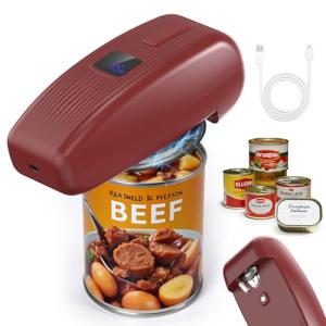 HuiJuKeJi Automatic Electric Can Opener, One-Touch Rechargeable LED Can Opener Electric for Smooth Edge Safe Opening, Fits All Cans, Hands-Free Operation, Ideal for Seniors Arthritis Kitchen Gadget