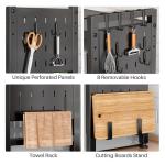 Expandable Microwave Stand Countertop, 2-Tier Adjustable Microwave Oven Rack with 8 Hooks & 2 Holders, Heavy Duty Carbon Steel Microwave Shelf for Kitchen Counter Organizer and Storage, Holds 120lbs