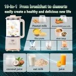 5.0 New Upgraded Nut Milk Maker Machine 10 in 1 nut Milk Maker【NO.1German High-Efficiency Brushless Motor】【TC4 titanium blade】Homemade Almond, Soy, Oats juice, fresh juice Delay Start, Keep Warm
