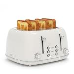 Toaster 4 Slice, Retro Stainless with 6 Bread Shade Settings,1.5''Wide Slots Toaster with Cancel/Defrost/Reheat Functions,Dual Independent Control Panel, Removal Crumb Tray (White)