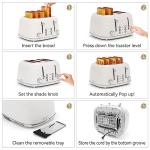 Toaster 4 Slice, Retro Stainless with 6 Bread Shade Settings,1.5''Wide Slots Toaster with Cancel/Defrost/Reheat Functions,Dual Independent Control Panel, Removal Crumb Tray (White)